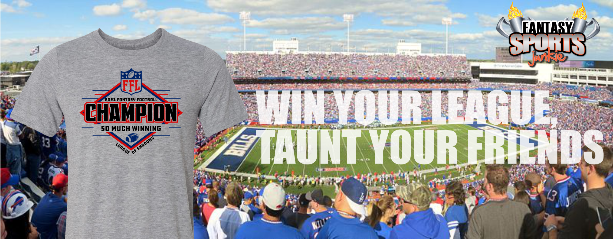 Fantasy Football, Fantasy Football Champion, Fantasy Baseball and Fantasy Basketball t-shirt, trophies, awards, tumblers, mugs and more!