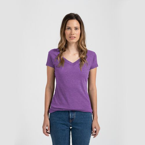 Ladies Slim Fit V Neck Poly-Rich Tee Thumbnail