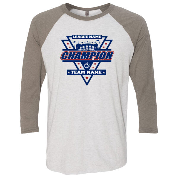 Fantasy Football Champion Stadium/Shield - (S) Unisex Tri-Blend Three-Quarter Sleeve Baseball Raglan Tee Thumbnail