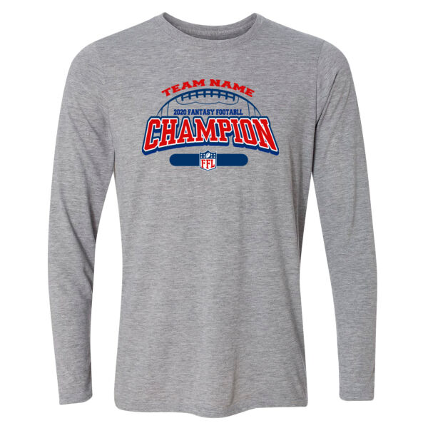 Fantasy Football Champion - Football Outline FFL - Light Long Sleeve Ultra Performance Active Lifestyle T Shirt Thumbnail