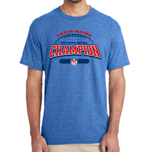 Fantasy Football Champion - Football Outline FFL - (S) Adult 5.5 oz Cotton Poly (35/65) T-Shirt Thumbnail