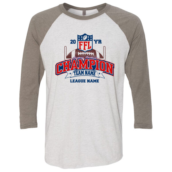 Fantasy Football Champion - Goalpost FFL - (S) Unisex Tri-Blend Three-Quarter Sleeve Baseball Raglan Tee Thumbnail