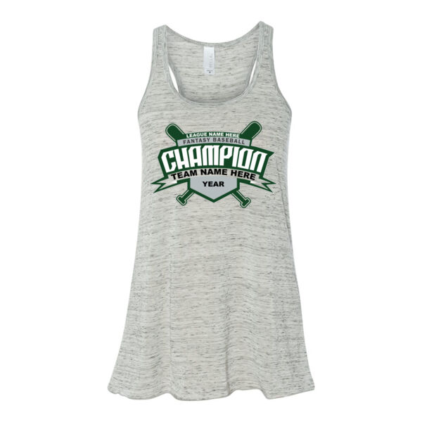 Custom Fantasy Baseball Champion T-shirt Bats 2 Green - Bella Ladies' Flowy Racerback Tank (S) Thumbnail