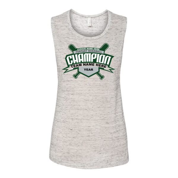 Custom Fantasy Baseball Champion T-shirt Bats 2 Green - Bella Flowy Scoop Muscle Tank (S) Thumbnail