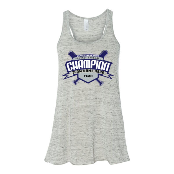 Custom Fantasy Baseball Champion T-shirt Bats 2 Blue - Bella Ladies' Flowy Racerback Tank (S) Thumbnail