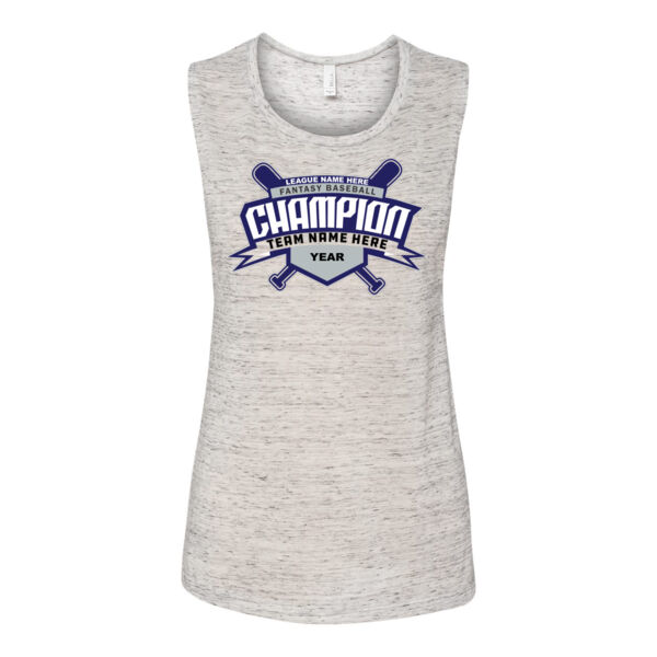 Custom Fantasy Baseball Champion T-shirt Bats 2 Blue - Bella Flowy Scoop Muscle Tank (S) Thumbnail