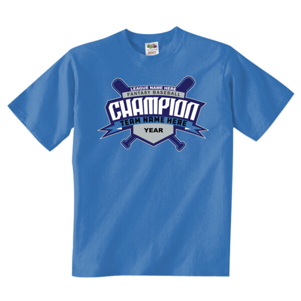 Custom Fantasy Baseball Champion T-shirt Bats 2 Blue - Adult 5 oz. HD Cotton™ T-Shirt (S) Thumbnail