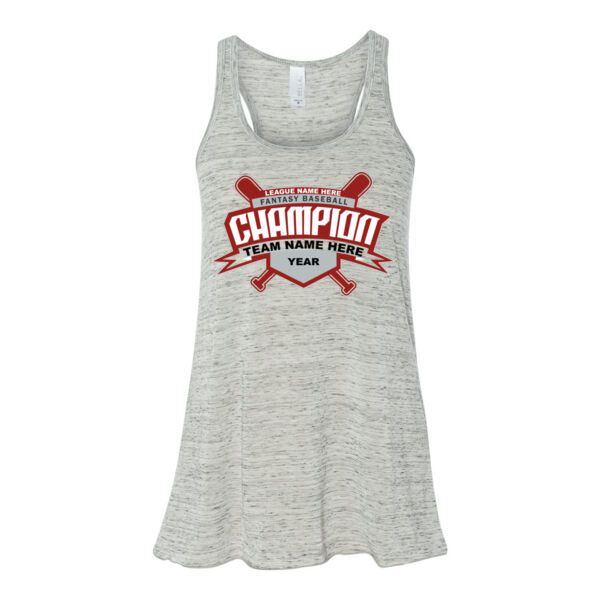 Custom Fantasy Baseball Champion T-shirt Bats 2 Red - Bella Ladies' Flowy Racerback Tank (S) Thumbnail
