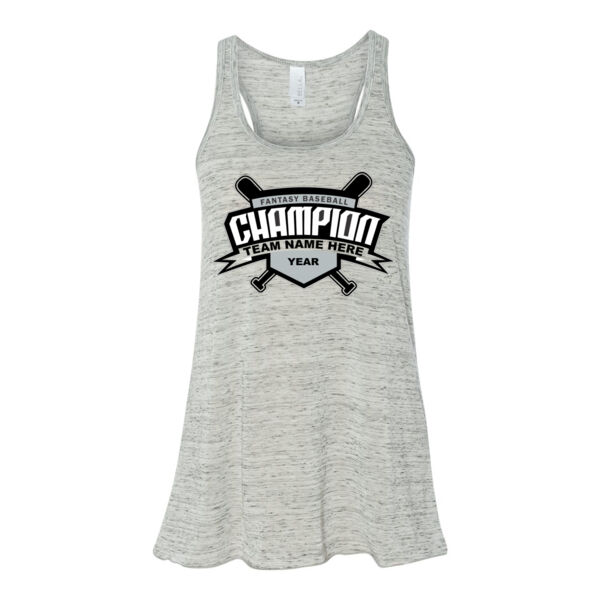 Custom Fantasy Baseball Champion T-shirt Bats 2 Black - Bella Ladies' Flowy Racerback Tank (S) Thumbnail