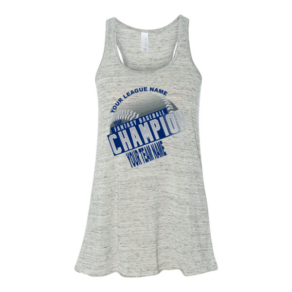 Custom Fantasy Baseball Champion T-shirt Laces Blue - Bella Ladies' Flowy Racerback Tank (S) Thumbnail