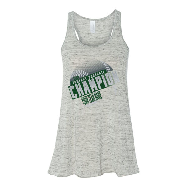 Custom Fantasy Baseball Champion T-shirt Laces Green - Bella Ladies' Flowy Racerback Tank (S) Thumbnail