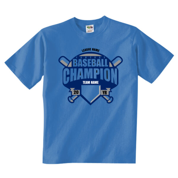 Custom Fantasy Baseball Champion T-shirt Bats (Navy) - Adult/Youth 5 oz. HD Cotton™ T-Shirt (S) Thumbnail