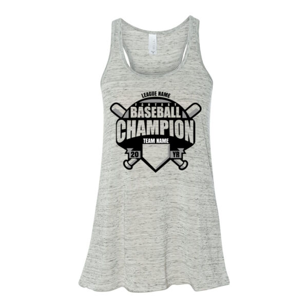 Custom Fantasy Baseball Champion T-shirt Bats Black - Bella Ladies' Flowy Racerback Tank (S) Thumbnail