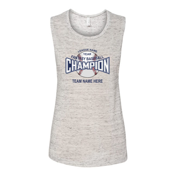 Custom Fantasy Baseball Champion T-shirt with baseball - Bella Flowy Scoop Muscle Tank (S) Thumbnail