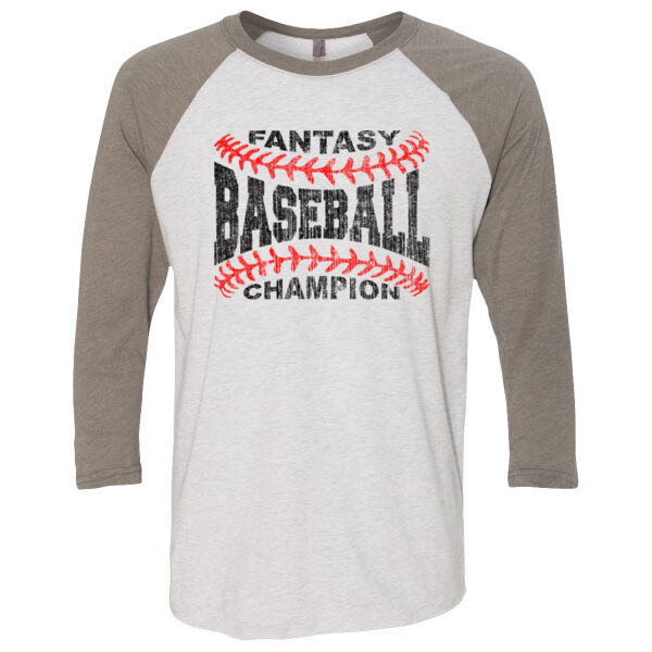 Fantasy Baseball Champion Laces  - (S) Unisex Tri-Blend Three-Quarter Sleeve Baseball Raglan Tee Thumbnail