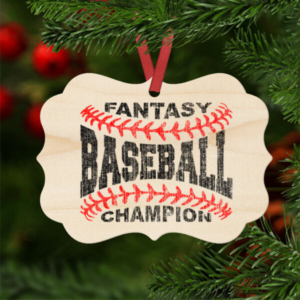 Fantasy Baseball Champion Laces  - Natural Wood Benelux Christmas Ornament Thumbnail