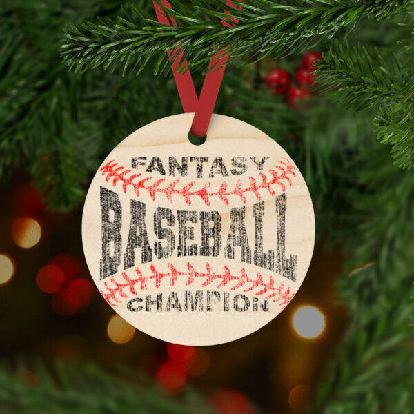 Fantasy Baseball Champion Laces - Natural Wood Round Christmas Ornament - Natural Wood Round Christmas Ornament Fantasy Baseball Champion Laces - Natural Wood Round Christmas Ornament - Natural Wood Round Christmas Ornament Thumbnail