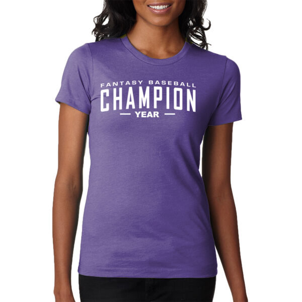Custom Fantasy Baseball Champion Words - White - Ladies' CVC T-Shirt Thumbnail