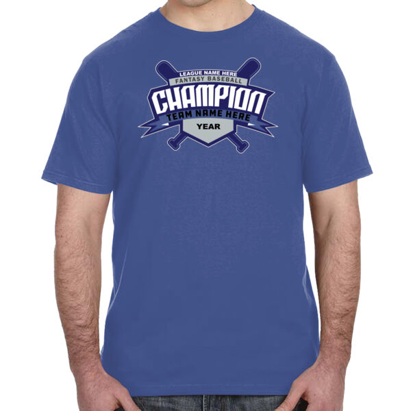 Custom Fantasy Baseball Champion T-shirt Bats 2 Blue - Lightweight T-Shirt Thumbnail