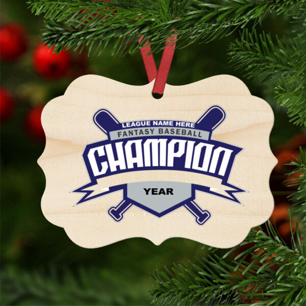 Custom Fantasy Baseball Champion T-shirt Bats 2 Blue - Natural Wood Benelux Christmas Ornament Custom Fantasy Baseball Champion T-shirt Bats 2 Blue - Natural Wood Benelux Christmas Ornament Thumbnail