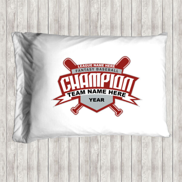 Custom Fantasy Baseball Champion T-shirt Bats 2 Red - Pillow Case Thumbnail