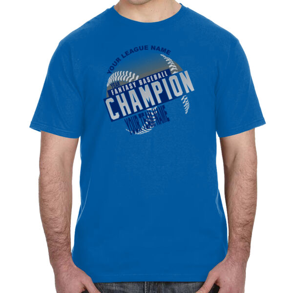 Custom Fantasy Baseball Champion T-shirt Laces Blue - Lightweight T-Shirt Thumbnail