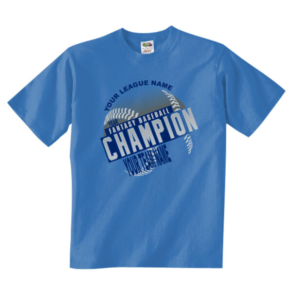 Custom Fantasy Baseball Champion T-shirt Laces Blue - Adult 5 oz. HD Cotton™ T-Shirt (S) Thumbnail