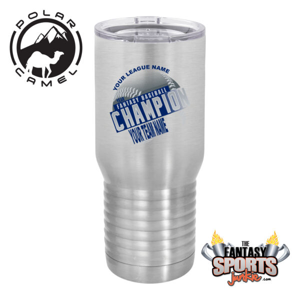Custom Fantasy Baseball Champion T-shirt Laces Blue - Polar Camel 20 oz. Tall Stainless Steel Vacuum Insulated Tumbler (FSJ) Thumbnail