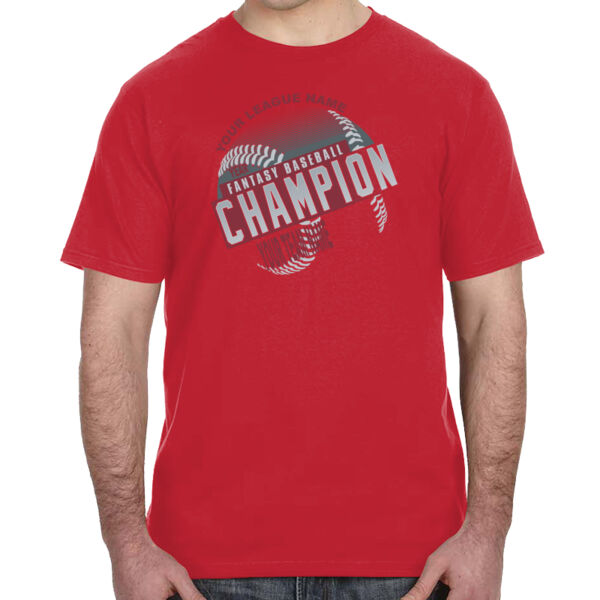 Custom Fantasy Baseball Champion T-shirt Laces Red - Lightweight T-Shirt Thumbnail