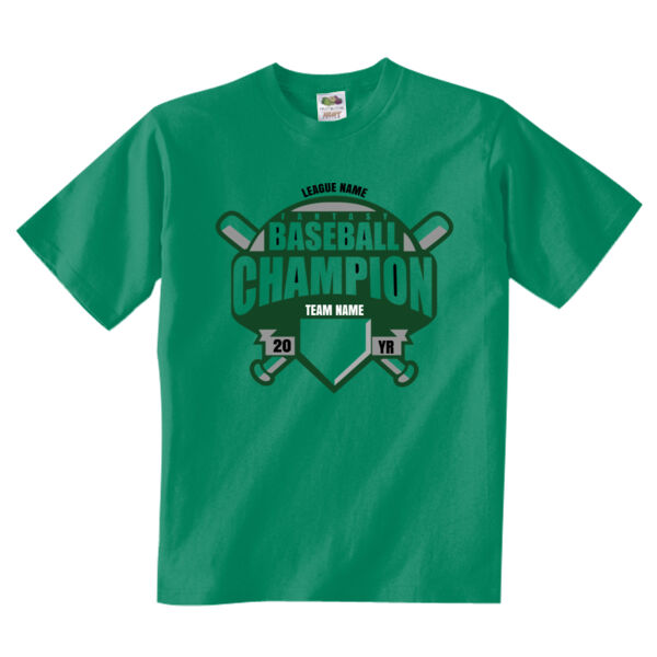 Custom Fantasy Baseball Champion T-shirt Bats (Green) - Adult/Youth 5 oz. HD Cotton™ T-Shirt (S) Thumbnail