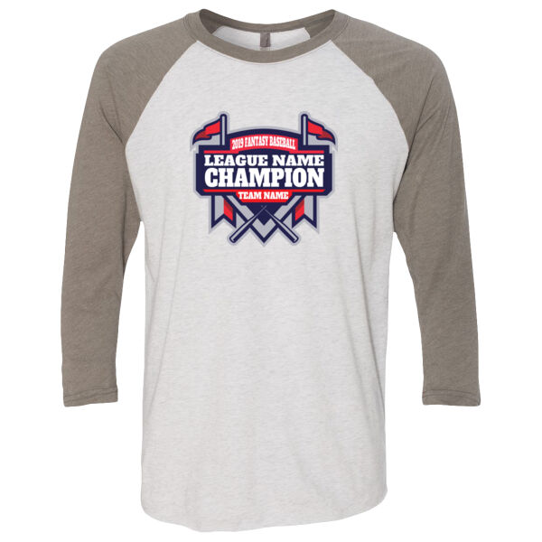 Fantasy Baseball Champion Diamond Stadium - (S) Unisex Tri-Blend Three-Quarter Sleeve Baseball Raglan Tee Thumbnail