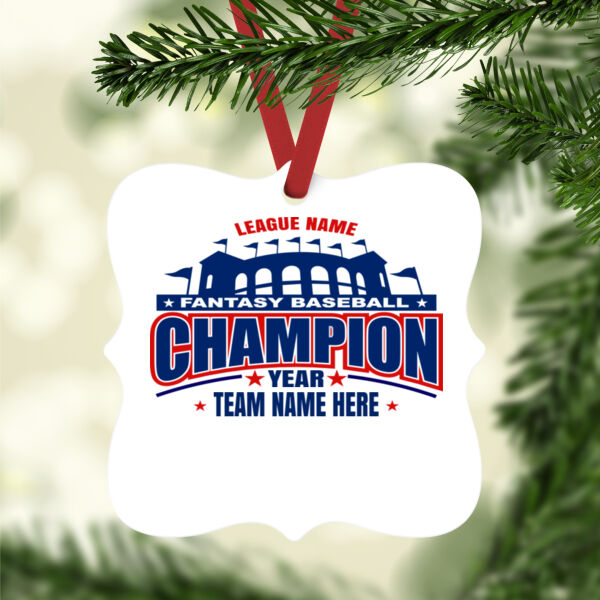 Fantasy Baseball Champion Pennant Stadium - White Aluminum Prague Christmas Ornament Thumbnail