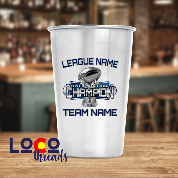 Fantasy Football Champion Large Trophy - 17 oz Stainless Steel Pint Glass (FSJ) Thumbnail