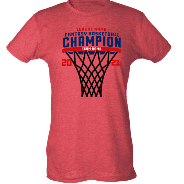 Fantasy Basketball Championship Hoop - Ladies Slim Fit Poly-Rich Tee Thumbnail