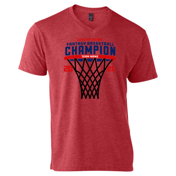 Fantasy Basketball Championship Hoop - Unisex V Neck Poly-Rich Tee Thumbnail
