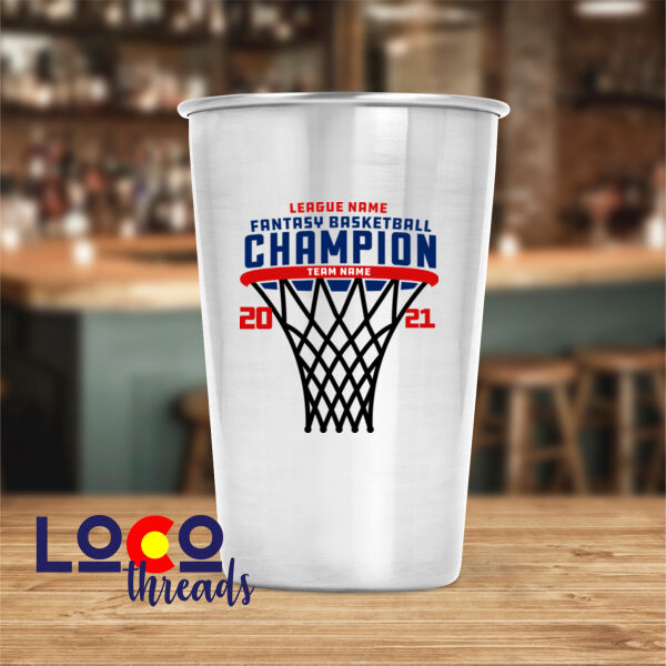 Fantasy Basketball Championship Hoop - 17 oz Stainless Steel Pint Glass (FSJ) Thumbnail