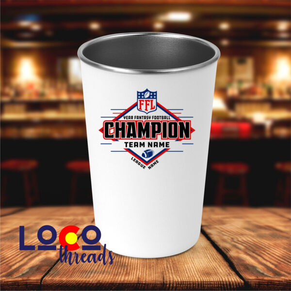 Fantasy Football Champion Diamond  - 17 oz Stainless Steel Pint Glass (FSJ) Thumbnail