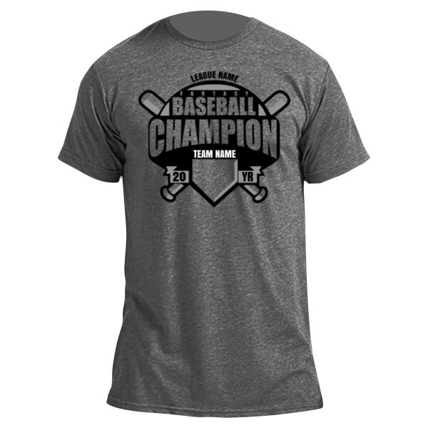 Custom Fantasy Baseball Champion T-shirt Bats Black - Unisex Poly-Rich Tee Thumbnail