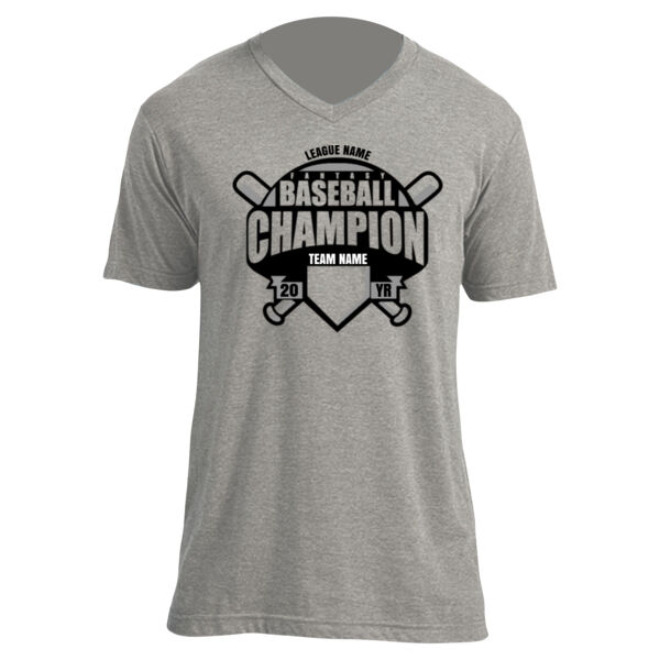 Custom Fantasy Baseball Champion T-shirt Bats Black - Unisex V Neck Poly-Rich Tee Thumbnail