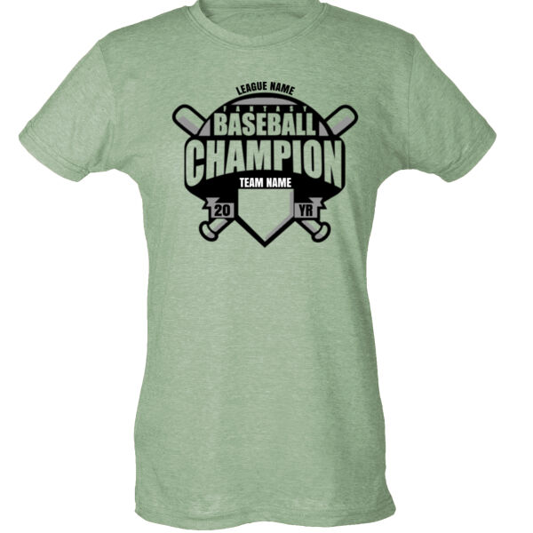 Custom Fantasy Baseball Champion T-shirt Bats Black - Ladies Slim Fit Poly-Rich Tee Thumbnail