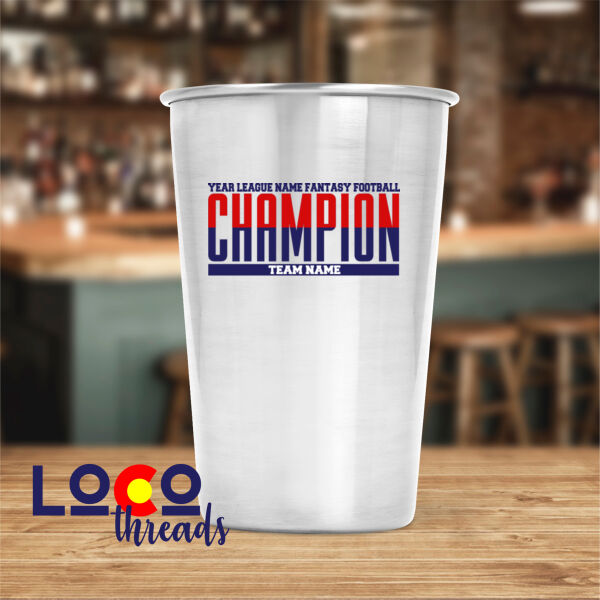 Fantasy Football Champion Split - 17 oz Stainless Steel Pint Glass (FSJ) Thumbnail