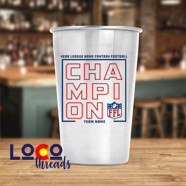 Fantasy Football Champion Stacked - 17 oz Stainless Steel Pint Glass (FSJ) Thumbnail
