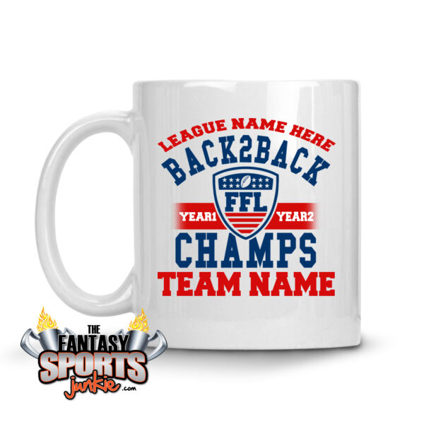 Back to Back Fantasy Football Champ - 11 oz Ceramic Mug (FSJ) Thumbnail
