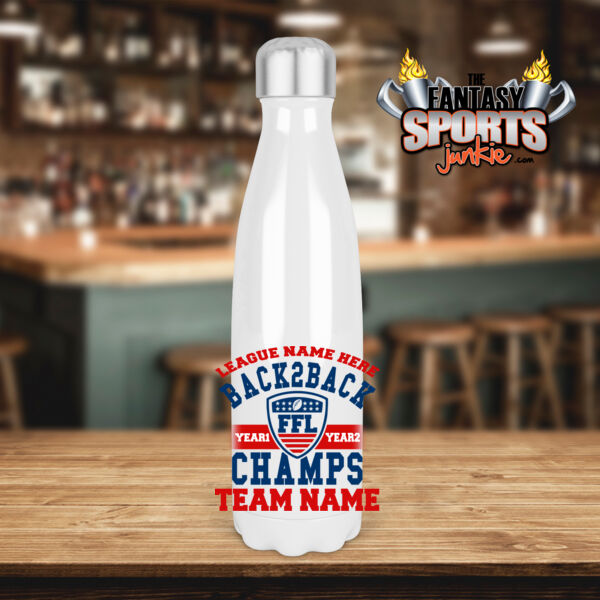 Back to Back Fantasy Football Champ - Tapered Stainless Steel 17 oz Water Bottle (FSJ) Thumbnail