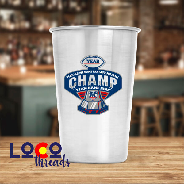 Fantasy Football Champ Trophy - 17 oz Stainless Steel Pint Glass (FSJ) Thumbnail