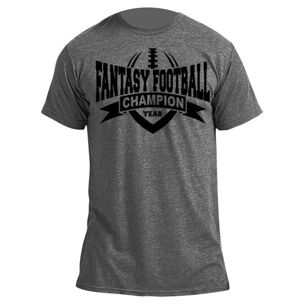 Fantasy Football Champion with Year Football Outline - Unisex Poly-Rich Tee Thumbnail