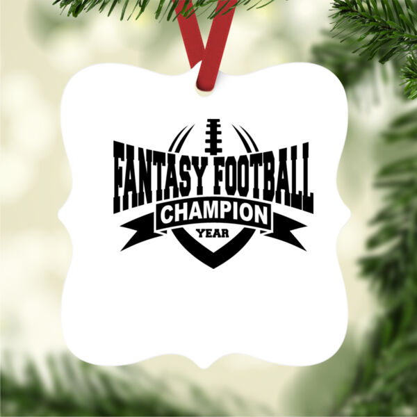 Fantasy Football Champion with Year Football Outline - Prague Christmas Ornament Thumbnail