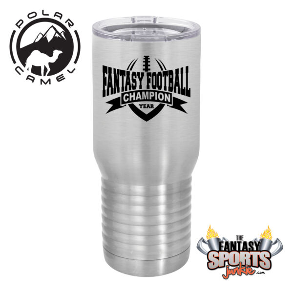 Fantasy Football Champion with Year Football Outline - Polar Camel 20 oz. Tall Stainless Steel Vacuum Insulated Tumbler (FSJ) Thumbnail