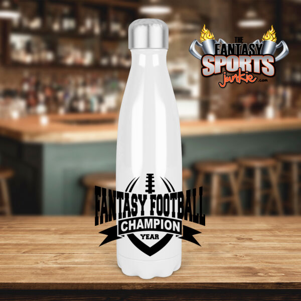 Fantasy Football Champion with Year Football Outline - Tapered Stainless Steel 17 oz Water Bottle (FSJ) Thumbnail