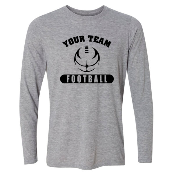 Custom Football Outline - Light Youth Long Sleeve Ultra Performance 100% Performance T Shirt Thumbnail